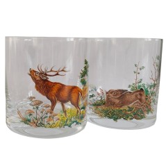 Viskio stiklinių rinkinys su miško žvėrių dekoracija (6 vnt)